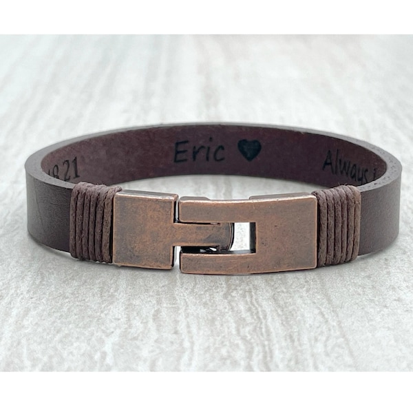 Double Sides Engraved Bracelet,Men's Hidden Message Bracelet,Personalized Men Bracelet,Engraved Leather Bracelet,Stainless Steel Bracelet