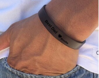 Mens engraved bracelet, Leather personalized gifts for guys, bracelets for men with free shiping