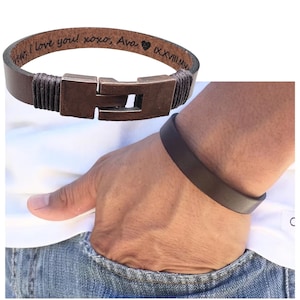 Husband Gifts Mens Leather Bracelet Personalized Gifts for Husband Engraved Gifts for Him Custom Men Jewelry Leather Accessories for Husband