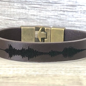 Custom Soundwave Leather Bracelet: Personalized Voice Recording Wristband