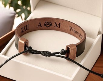 Engraved Leather Hidden Message Bracelet - Personalized Custom Cuff
