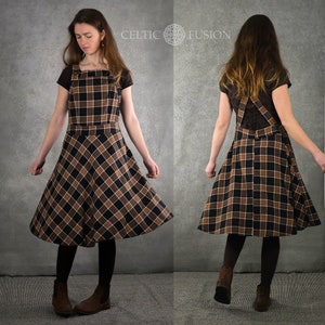 PINAFORE DRESS | Apron Dress, Cotton Pinafore Dress, Cotton Apron Dress, Plaid Apron Dress, Check Pinafore, Check Dress, Cottage Core Dress