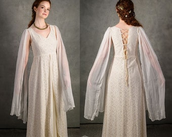 ABITO DA SPOSA CON CAPED / abito da sposa con mantello, abito da sposa da favola, abito da sposa con maniche, abito da sposa celtico, abito da sposa elfico