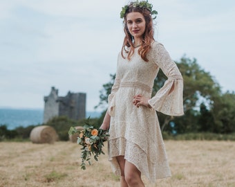 VERA CEREMONY DRESS | Short Wedding Dress, Natural Wedding Dress, Celtic Wedding Dress, Renaissance Dress, Custom Made, Pagan