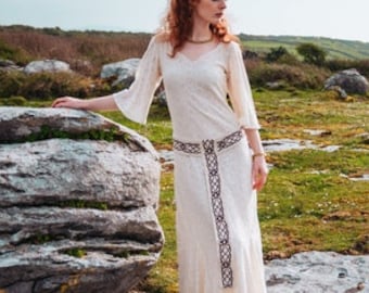 BRÍD CELTIC DRESS | Hand-fasting Wedding Dress, Sleeved Wedding Dress, Celtic Wedding Dress, Woodland, Custom made, Pagan, Celtic Fusion