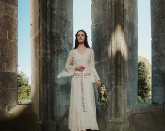 CELTIC HANDFASTING DRESS | Sleeved Wedding Dress, Celtic Wedding Dress, Celtic Fusion, Pagan dress, Medieval Dress