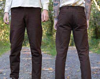 BROWN MENS TROUSERS | Mens Cotton Pants, Larp Medieval Trousers, Viking Pants, Viking Clothing, Pagan Clothing, Cotton Pants, Viking Fest