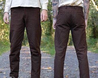 BROWN MEN'S TROUSERS | Men's Cotton Pants, Larp Medieval Trousers, Viking Pants, Viking Clothing, Pagan Clothing, Cotton Pants, Viking Fest