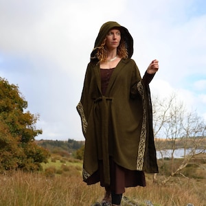 HOODED DRUID CLOAK | Celtic Cape, Viking Cloak, Poncho, Coat Cardigan, Wrap Jacket, Pagan Cape, Viking clothing, Celtic Embroidery Designs.