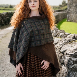 TWEED CAPE PONCHO | Viking Cloak, Viking Cape, Tartan Poncho , Hippie Poncho, Pagan Cape, Outlander Clothing Designs, Celtic Fusion