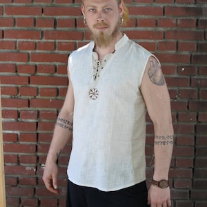 VIKING SLEEVELESS SHIRT | Norse Shirt, Viking Shield, Pagan, Ozora, Boom, Viking man, Ragnar, Re-enactment, Earthy, Celtic, Viking Festival