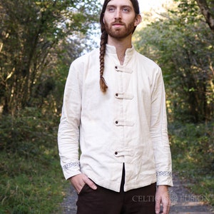 FIONN SHIRT | Collarless Dress Shirt, Celtic shirt, Traditional Irish Shirt, Celtic Wedding, Celtic Men, Celtic Fusion, renaissance shirt