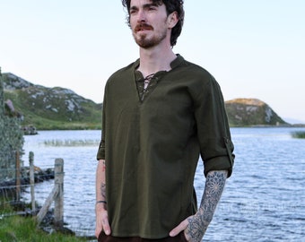 MEDIEVAL TUNIC | Mens Viking Shirt, Men&#39;s Long Sleeve Top, Mens Cottagecore Clothing, Medieval Celtic Shirt, Mens Cottagecore Shirt.