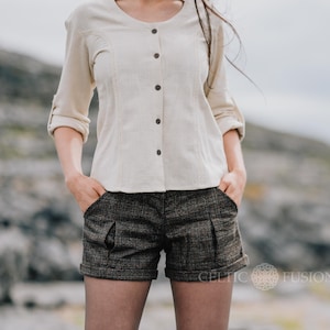 OAK TWEED SHORTS | Pixie Shorts, Tweed Shorts, Folk Fashion, Celtic Shorts, Fae Shorts, Fashion Shorts, Irish Clothing | Celtic Fusion