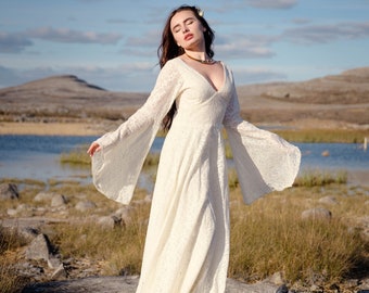 BRIGID CELTIC DRESS | Pagan Hand-fasting Wedding Dress, Sleeved Celtic Wedding Dress, Woodland Dress, Custom made, 2022 Design