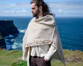 LIGHT WARRIOR CAPE. | Cream Hooded Wool Cloak, Viking Cloak, Wool Hippie Poncho, Wool Wrap, Cloak With Hood, Cloak, Viking Clothing Garments