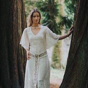 PAGAN QUEEN DRESS Sleeved Celtic Wedding Dress, Woodland, Custom Made Dresses, Natural Design, Pagan, Simple Wedding, Celtic Fusion. image 1