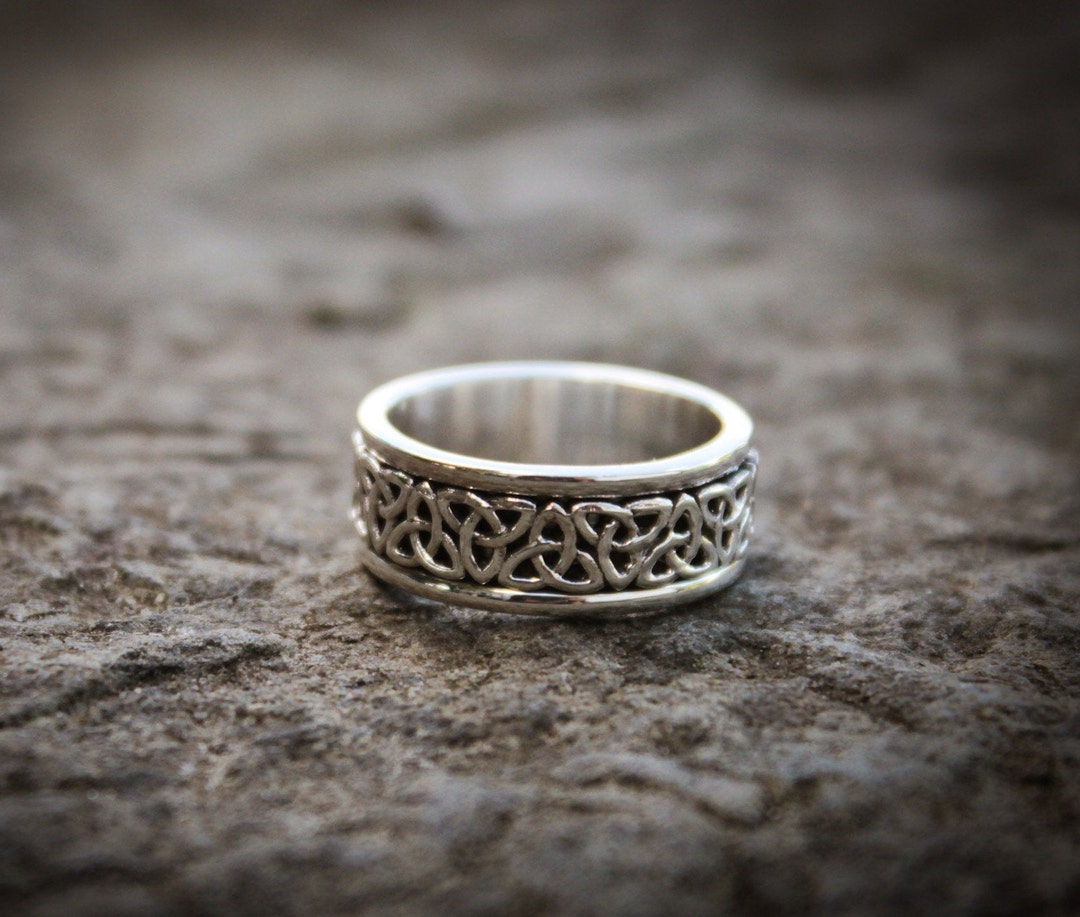 Sterling Silver Celtic Trinity Knot Swivel Ring | Irish Fidget Jewelry ...