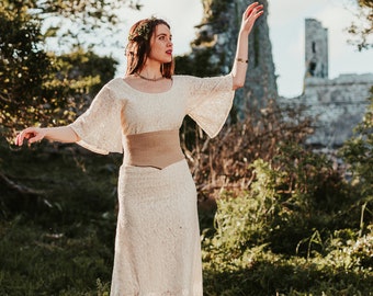 EADON CORSETED DRESS | Wedding Dress, Sleeved wedding dress, Priestess, Sleeved, Celtic Wedding Dress, Woodland, Medieval, Celtic Fusion