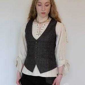 Womans vest, black vest, womans tweed vest, irish tweed vest, celtic vest, irish designer clothing, womans waistcoat