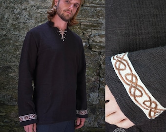 HANDWOVEN CELTIC TUNIC | 100% Cotton Celtic Pullover, Celtic Knotwork Embroidery, Celtic Shirt, Celtic Style, Irish Clothes For Men.