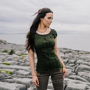 Green Corset Top | 100% Quality Cotton Flax, Celtic Fusion Fairycore