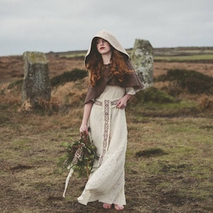 PAGAN QUEEN DRESS Sleeved Celtic Wedding Dress, Woodland, Custom Made Dresses, Natural Design, Pagan, Simple Wedding, Celtic Fusion. image 9