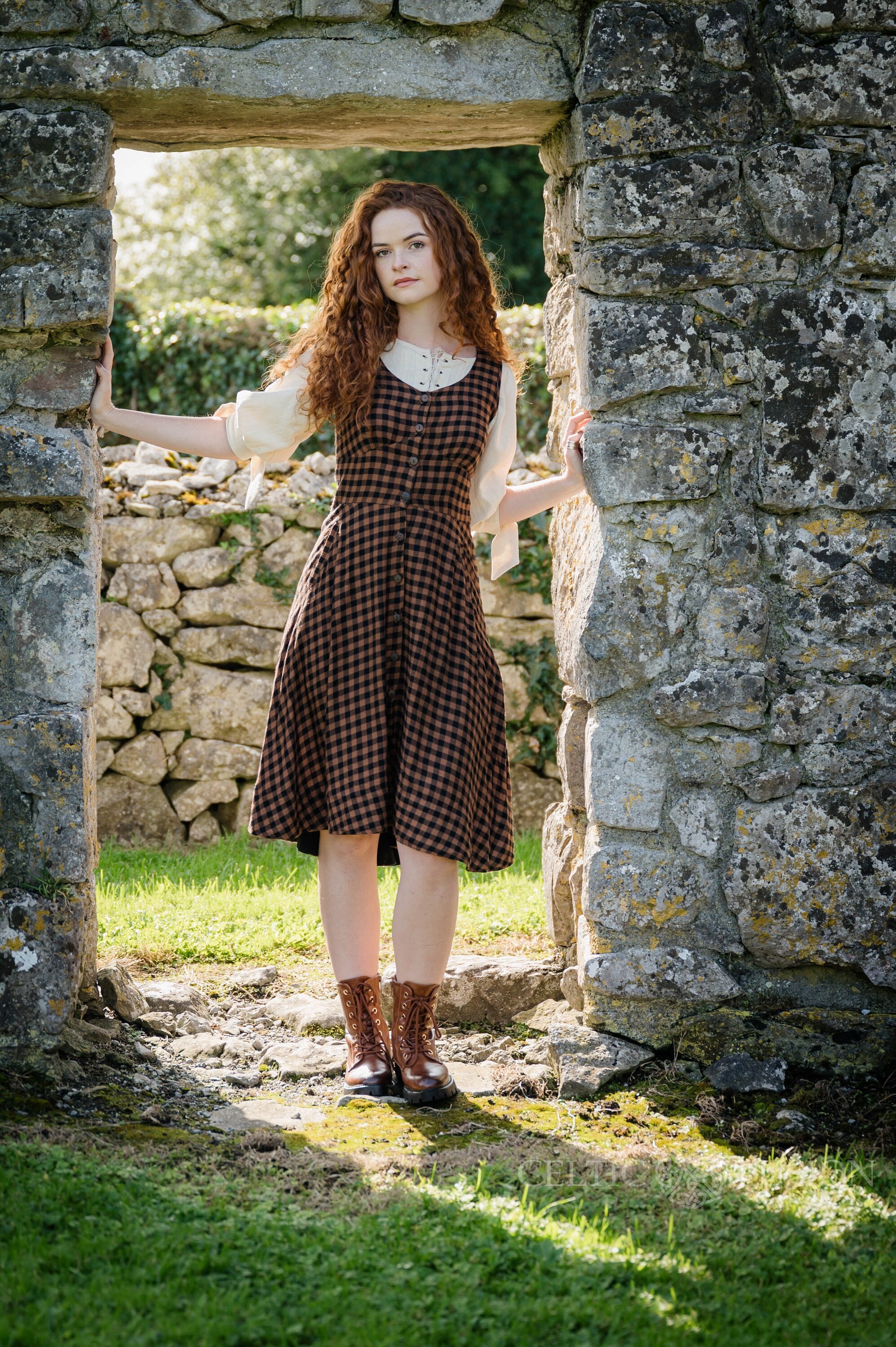 CHECK DRESS Button Down Dress, Layering Dress, Midi Dress, Celtic