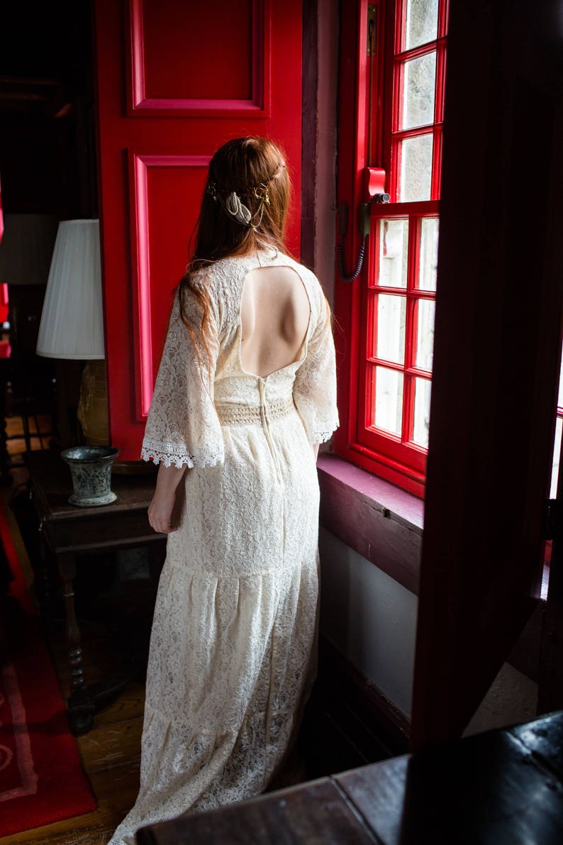 DIVINITY WEDDING DRESS Wedding Dress, Low Plunge Neckline Wedding Dress, Sexy Wedding Dress, Natural Wedding Dress, Celtic Wedding Dress. image 4