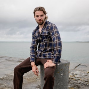 RILEY CHECKED SHIRT | Cotton Check Shirt, Flannel Shirt, Casual Men's Shirt, Full Button Down Shirt, Lumber Jack shirt, Blue Shirts, Celtic