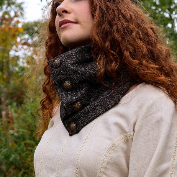 TWEED COLLAR SCARF | Tweed Accessory, Celtic, Folk, Retro Couture, Mori-Kei, Contemporary Tweed, Tweed Headband, Dandy, Neck Warmer