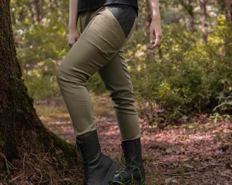 Linen Blend Slim Fit Trousers: Khaki Tweed Pocket Trousers