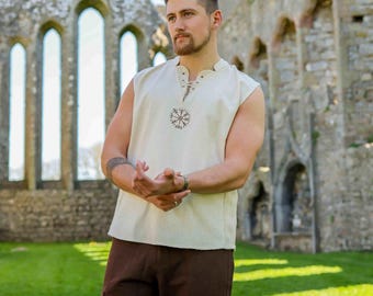 VIKING SLEEVELESS SHIRT | Norse Shirt, Viking Shield, Pagan, Ozora, Boom, Viking man, Ragnar, Re-enactment, Earthy, Celtic, Viking Festival