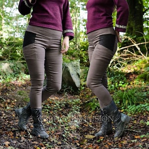 COMBAT LINEN TROUSERS | Brown Tweed Trouser Leggings, Bestseller, Slim Fit Trousers, Combat Leggings, High Waist Trousers, Linen Pants.