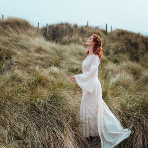 LÍ BAN DRESS Fairytale Custom Ceremony Dress, Natural, Hand-fasting, Sleeved Wedding Dress, Sleeved, Celtic Wedding Dress, Medieval. image 3