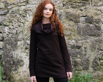 COWL PULLOVER | Pagan, Celtic Clothing, Goth Pullover, Winter Pullover, Cowl, Hooded Pullover, Autumn Pullover, Dress with Sleeves.