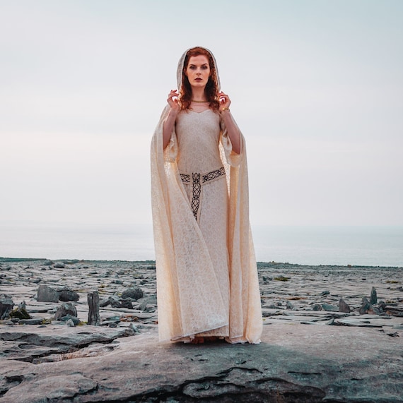 Celtic Lace Hooded Wedding Cape Sleeved Wedding Dress Etsy