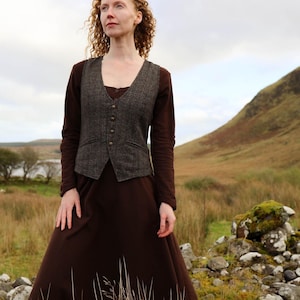 MORGAN VEST | Tweed Vest, Women&#39;s Classic Vintage Look, Coloured Women&#39;s Vest, Folk Waistcoat, Celtic Waistcoat, Celtic, Dandy.