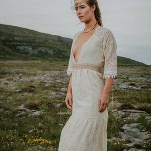 DIVINITY WEDDING DRESS Wedding Dress, Low Plunge Neckline Wedding Dress, Sexy Wedding Dress, Natural Wedding Dress, Celtic Wedding Dress. image 6