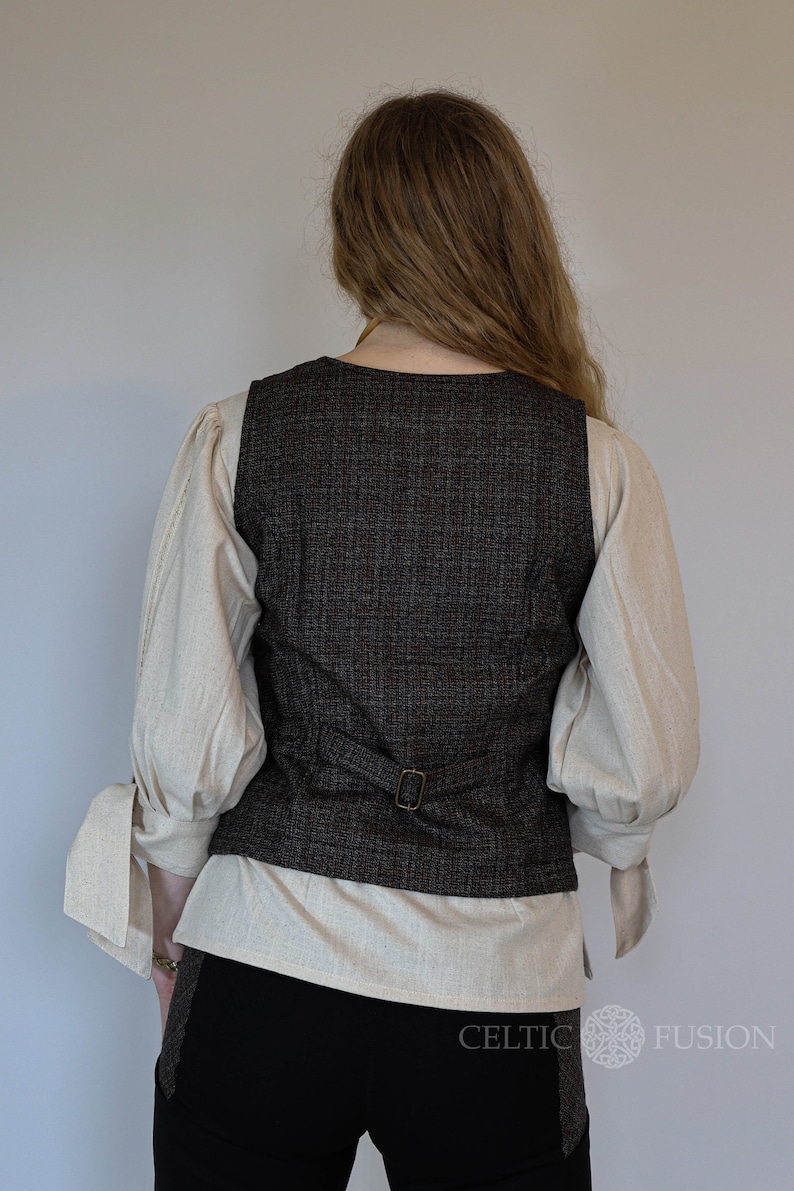 Womans vest, black vest, womans tweed vest, irish tweed vest, celtic vest, irish designer clothing, womans waistcoat