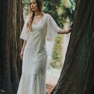 PAGAN QUEEN DRESS Sleeved Celtic Wedding Dress, Woodland, Custom Made Dresses, Natural Design, Pagan, Simple Wedding, Celtic Fusion. image 4