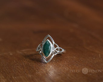 CELTIC JADE RING | Sterling Silver, Celtic Trinity Ring, Celtic Ring, Irish Ring, Celtic Jewellery, Irish Designs | Celtic Fusion.