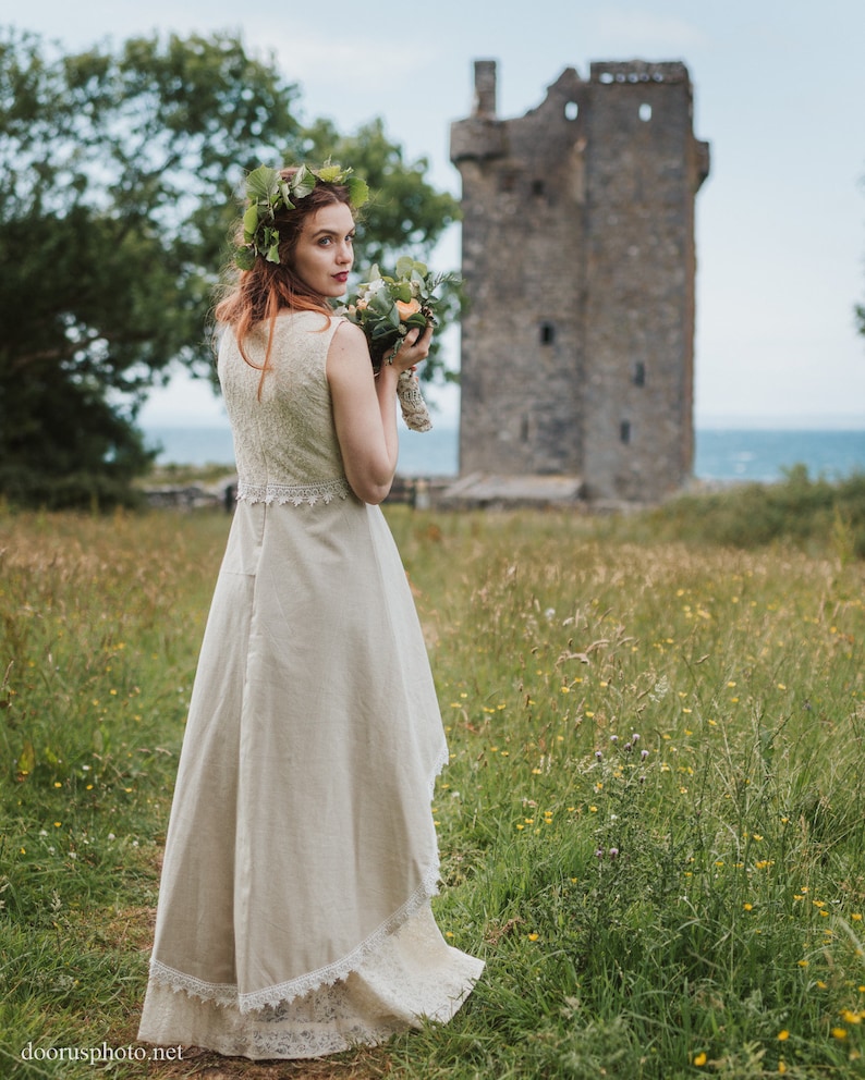 Danu Hochzeitskleid Leinenhochzeitskleid Keltische Fusion Etsy