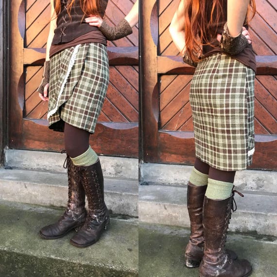 CarreauxTraditionnelle TweedVert JupeÀ TartanJupe ClairCeltiqueVintageRetroFolkCeltique Crayon Femme Kilt 5RALj4