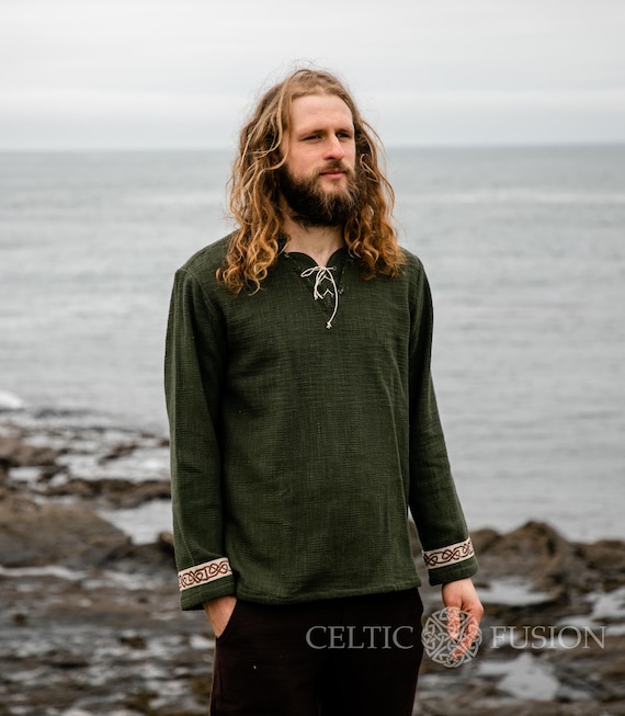 HANDWOVEN CELTIC TUNIC Celtic Knotwork Embroidery, Pull Over, Heavy Cotton  Tunic, Celtic Shirt, Pagan, Ozora, Vegvisir, Viking Man, Ragnar 