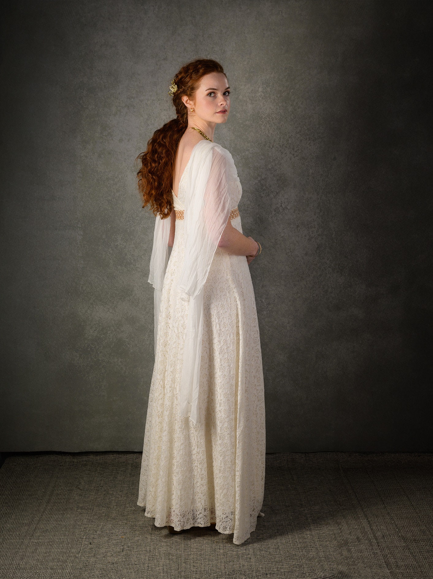 Sadhb Wedding Dress | Celtic Wedding Dress: Cotton Lace Gown With Chiffon  Sleeves - Etsy