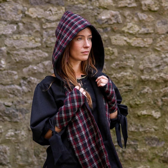Wool Scarf Fleece Hooded Scarf Celtic Hooded Scarf: Tweed Wool