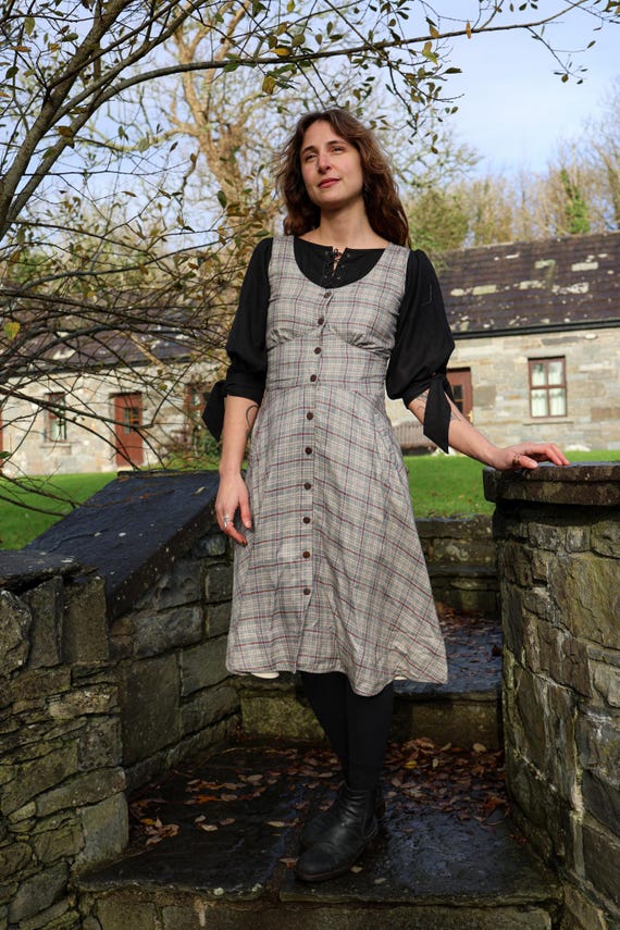 grey plaid dress outfit RTA Valery Shirt Dress Oversized | Grey Plaid