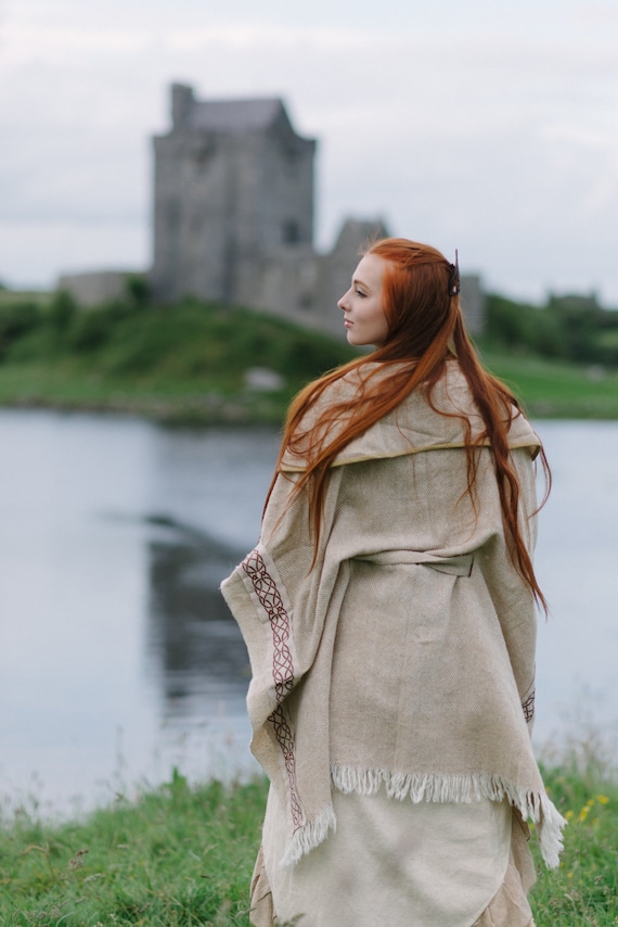 LIGHT WARRIOR CAPE | Cream Wool Cape, Unisex Wool Cloak With