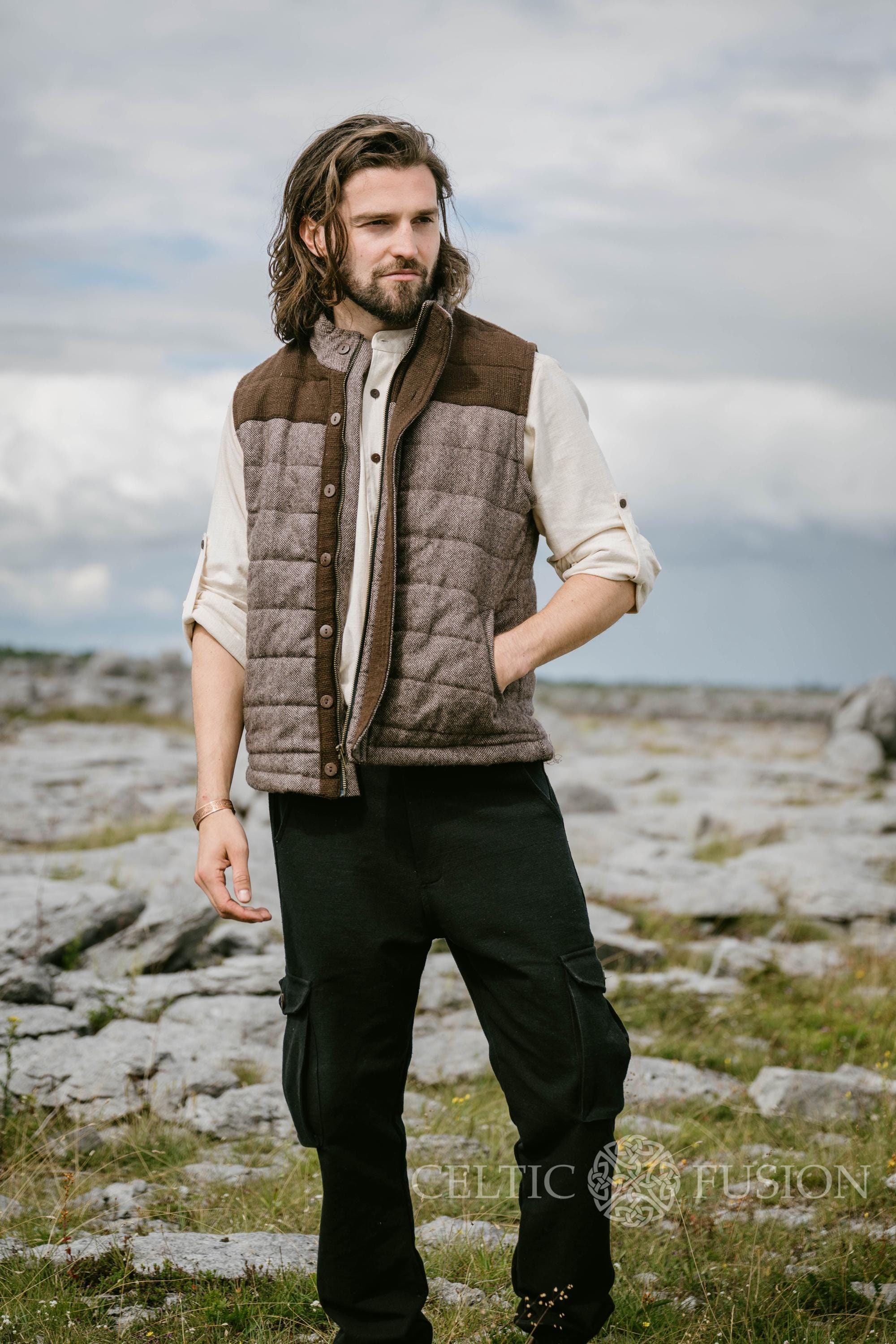 Brown Tweed Wool Gilet: Mens Quilted Sleeveless Jacket - Etsy Canada